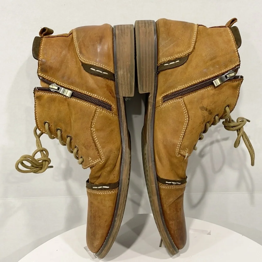 Steve Madden‎ Mens Genuine Leather Sz 10.5 Proxy Cap Toe Boot Tan PROX01M1